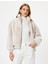Peluş Oversize Mont Dik Yaka Fermuarlı 1