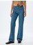 Düz Uzun Paça Kot Pantolon Standart Bel Düğmeli Pamuklu - Longer Straight Fit Jean 3