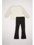 Kız Bebek 2'li Takım Bisiklet Yaka Parlak Kalp Baskılı Sweatshirt İspanyol Paça Tayt D6256A524WN 4
