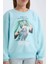 Kız Çocuk Hatsune Miku Oversize Geniş Kalıp Bisiklet Yaka Sweatshirt D2826A824WN 5