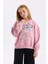 Kız Çocuk Oversize Geniş Kalıp Bisiklet Yaka Baskılı Sweatshirt D6989A824WN 1