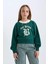 Kız Çocuk Relax Fit Bisiklet Yaka Baskılı İçi Yumuşak Tüylü Sweatshirt D7042A824WN 1
