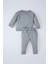 Erkek Bebek 2'li Takım Bisiklet Yaka Baskılı Sweatshirt Beli Lastikli Eşofman Altı D7649A524WN 5