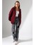 Şardonlu Fermuarlı Kapüşonlu Oversize Sweatshirt 21618 Bordo 1