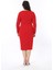 Kadın Büyük Beden Kırmızı Anvelop Yakalı Bel Detaylı Uzun Kollu Elbise 65N38602 2