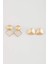 Kadın 2'li Mat Gold Küpe E1323AXNS 5