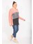 Kadın Renkli Rahat Kesim Yumoş Kumaş Renk ve Desen Kombinli Sweatshirt 65N35489 2