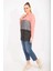 Kadın Renkli Rahat Kesim Yumoş Kumaş Renk ve Desen Kombinli Sweatshirt 65N35489 4