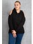Kadın Haki Kapşonlu Omuz Dekolteli Sweatshirt 65N18831 4