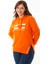 Kadın Büyük Beden Oranj Taş ve Baskı Detaylı Kapşonlu Yan Yırtmaçlı Sweatshirt 65N36867 3
