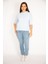 Kadın Mavi Kapşonlu Kanguru Cepli Sweatshirt 65N34973 3