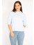 Kadın Mavi Kapşonlu Kanguru Cepli Sweatshirt 65N34973 4