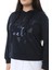 Kadın Büyük Beden Lacivert Alt Kısmı Çıkarılabilir Gömlek Görünümlü Sweatshirt 65N38629 3