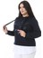 Kadın Büyük Beden Lacivert Alt Kısmı Çıkarılabilir Gömlek Görünümlü Sweatshirt 65N38629 1