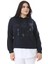 Kadın Büyük Beden Lacivert Alt Kısmı Çıkarılabilir Gömlek Görünümlü Sweatshirt 65N38629 2