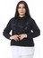 Kadın Büyük Beden Lacivert Alt Kısmı Çıkarılabilir Gömlek Görünümlü Sweatshirt 65N38629 4