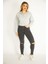 Kadın Gri Içi Şardonlu 2 Iplik Kumaş Kapşonlu Sweatshirt 65N35076 2