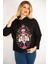 Kadın Siyah Dijital Baskılı Kapşonlu Sweatshirt 65N35083 3