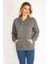 Kadın Gri Sırtı Çift Fermuar ve Çıtçıt Düğme ve Ön Fermuarlı Içi Şardonlu Sweatshirt 65N35069 3