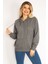 Kadın Gri Sırtı Çift Fermuar ve Çıtçıt Düğme ve Ön Fermuarlı Içi Şardonlu Sweatshirt 65N35069 5