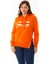 Kadın Büyük Beden Oranj Taş ve Baskı Detaylı Kapşonlu Yan Yırtmaçlı Sweatshirt 65N36867 1