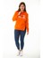 Kadın Büyük Beden Oranj Taş ve Baskı Detaylı Kapşonlu Yan Yırtmaçlı Sweatshirt 65N36867 2