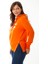 Kadın Büyük Beden Oranj Taş ve Baskı Detaylı Kapşonlu Yan Yırtmaçlı Sweatshirt 65N36867 5