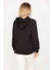 Kadın Siyah Taş ve Dantel Detaylı Kapşonlu Sweatshirt 65N35309 4