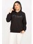 Kadın Siyah Taş ve Dantel Detaylı Kapşonlu Sweatshirt 65N35309 5
