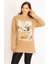 Kadın Camel Ön Baskılı Sweatshirt 65N34771 1