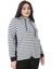 Kadın Büyük Beden Kemik Yaka ve Etek Ucu Kuşgözü Bağcık Detaylı Likralı Sweatshirt 65N38626 3