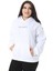 Kadın Büyük Beden Beyaz Iki Iplik Içi Şardonlu Arka Baskılı Sweatshirt 65N38624 1
