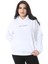 Kadın Büyük Beden Beyaz Iki Iplik Içi Şardonlu Arka Baskılı Sweatshirt 65N38624 4