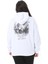 Kadın Büyük Beden Beyaz Iki Iplik Içi Şardonlu Arka Baskılı Sweatshirt 65N38624 5