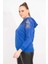 Kadın Saks Robası Dantel ve Kapşon Detaylı Kanguru Cepli Sweat Shirt 65N35463 2