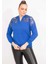 Kadın Saks Robası Dantel ve Kapşon Detaylı Kanguru Cepli Sweat Shirt 65N35463 4