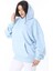 Kadın Büyük Beden Bebe Mavisi 3 Iplik Içi Şardonlu Kanguru Cepli Kapşonlu Sweatshirt 65N38607 1