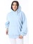 Kadın Büyük Beden Bebe Mavisi 3 Iplik Içi Şardonlu Kanguru Cepli Kapşonlu Sweatshirt 65N38607 2