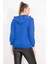 Kadın Saks Robası Dantel ve Kapşon Detaylı Kanguru Cepli Sweat Shirt 65N35463 5