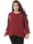 Kadın Büyük Beden Bordo Bisiklet Yakalı Sweatshirt 65N38539 2