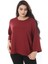 Kadın Büyük Beden Bordo Bisiklet Yakalı Sweatshirt 65N38539 4