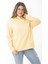 Kadın Büyük Beden Sarı Arka ve Göğüs Baskılı Iki Iplik Kapşonlu Sweatshirt 65N37164 1