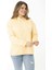 Kadın Büyük Beden Sarı Arka ve Göğüs Baskılı Iki Iplik Kapşonlu Sweatshirt 65N37164 2