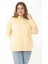 Kadın Büyük Beden Sarı Arka ve Göğüs Baskılı Iki Iplik Kapşonlu Sweatshirt 65N37164 3