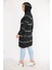 Kadın Büyük Beden Siyah Batik Desenli Kapşonlu Uzun Sweatshirt 5