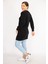 Kadın Büyük Beden Siyah 3 Iplik Omuz Detaylı Sweatshirt Elbise 5