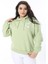 Kadın Büyük Beden Yeşil Polar Içi Şardonlu Sweatshirt 65N38613 1
