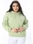 Kadın Büyük Beden Yeşil Polar Içi Şardonlu Sweatshirt 65N38613 2