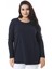 Kadın Büyük Beden Lacivert Bisiklet Yakalı Sweatshirt 65N38539 2