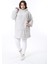 Kadın Büyük Beden Gri Kapşonlu Peluş Sweatshirt 65N38573 3